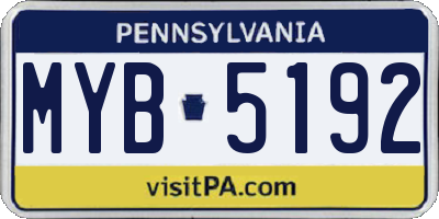 PA license plate MYB5192