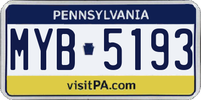 PA license plate MYB5193