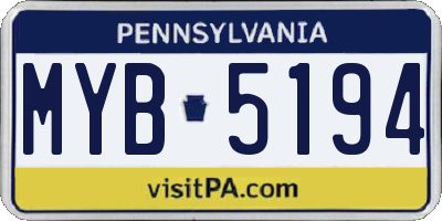 PA license plate MYB5194
