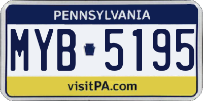 PA license plate MYB5195
