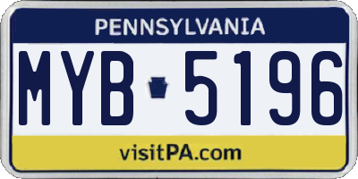 PA license plate MYB5196
