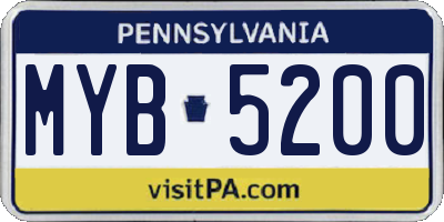 PA license plate MYB5200