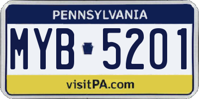PA license plate MYB5201