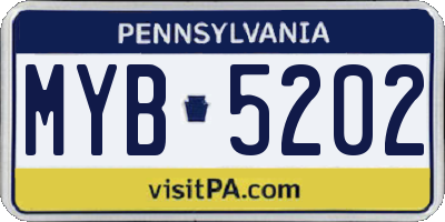 PA license plate MYB5202