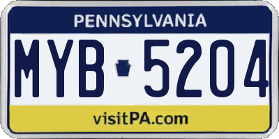 PA license plate MYB5204