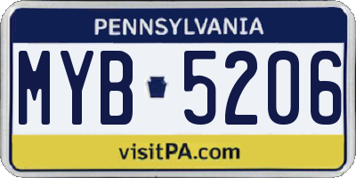 PA license plate MYB5206