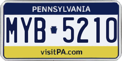 PA license plate MYB5210
