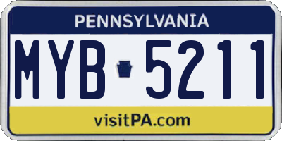 PA license plate MYB5211