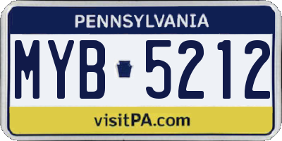 PA license plate MYB5212