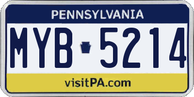 PA license plate MYB5214