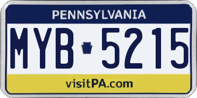 PA license plate MYB5215