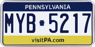 PA license plate MYB5217