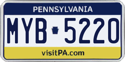 PA license plate MYB5220