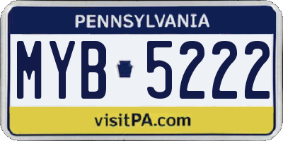 PA license plate MYB5222