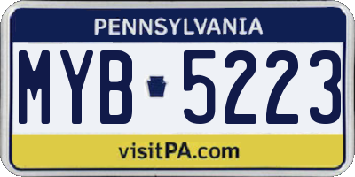 PA license plate MYB5223