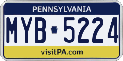 PA license plate MYB5224