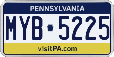 PA license plate MYB5225