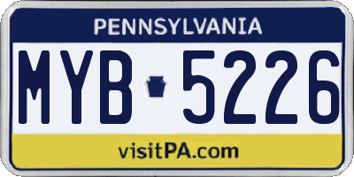 PA license plate MYB5226