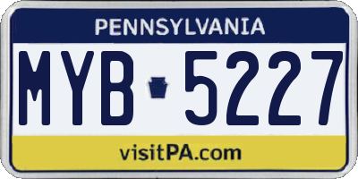 PA license plate MYB5227