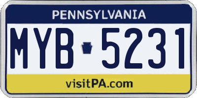 PA license plate MYB5231