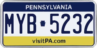 PA license plate MYB5232