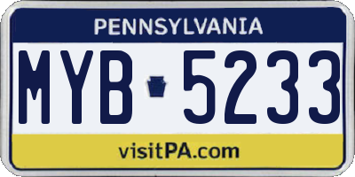 PA license plate MYB5233