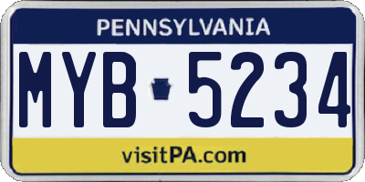 PA license plate MYB5234