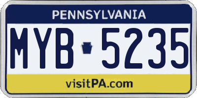 PA license plate MYB5235