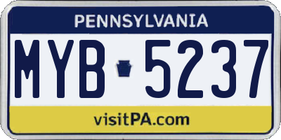 PA license plate MYB5237