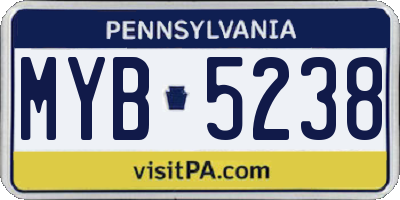 PA license plate MYB5238