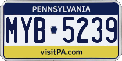 PA license plate MYB5239