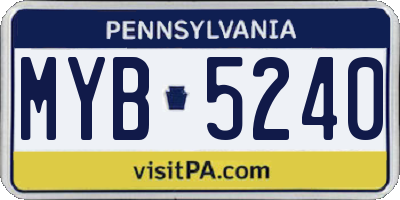 PA license plate MYB5240