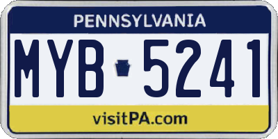 PA license plate MYB5241