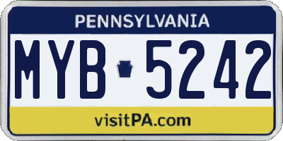 PA license plate MYB5242