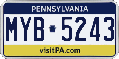 PA license plate MYB5243