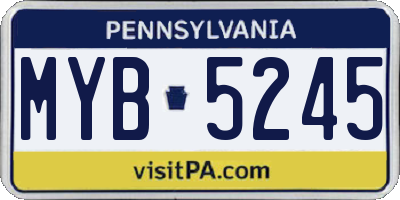 PA license plate MYB5245