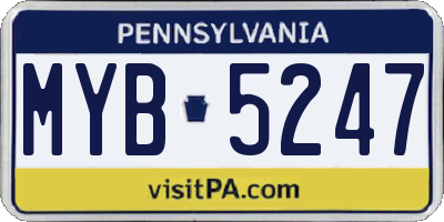 PA license plate MYB5247