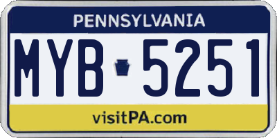 PA license plate MYB5251