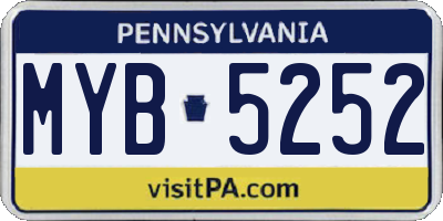 PA license plate MYB5252
