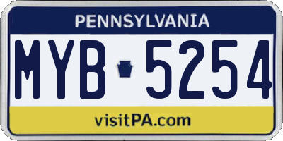 PA license plate MYB5254