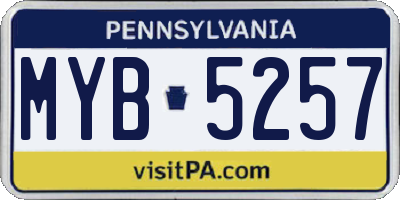 PA license plate MYB5257