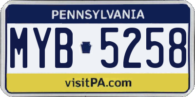 PA license plate MYB5258
