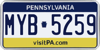 PA license plate MYB5259