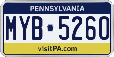 PA license plate MYB5260