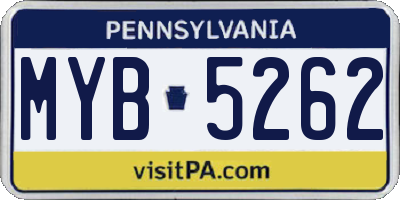 PA license plate MYB5262