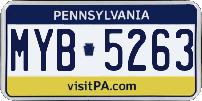 PA license plate MYB5263