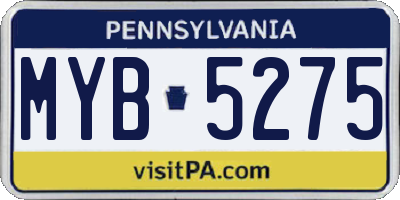 PA license plate MYB5275