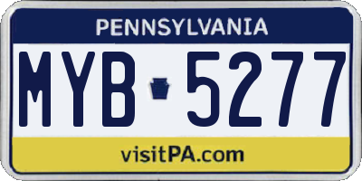 PA license plate MYB5277