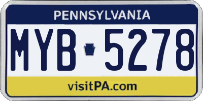 PA license plate MYB5278