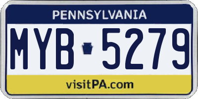 PA license plate MYB5279